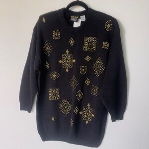 Vintage black and gold Trimmings sweater size large